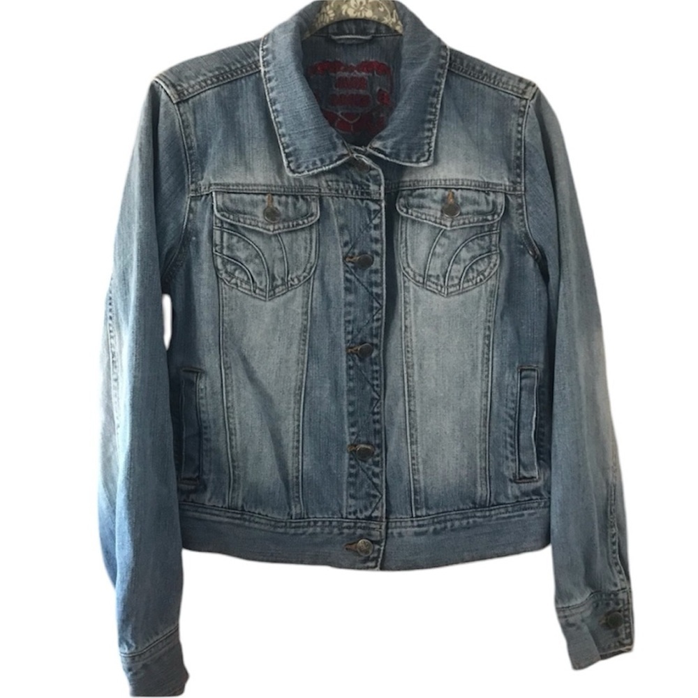 Jade Rocks Button Up Western Denim Jacket Size Large